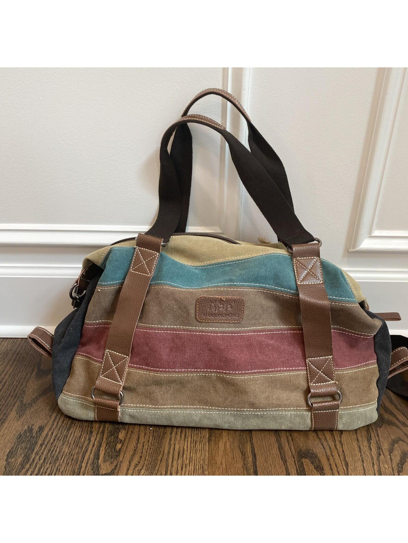 Manjianghong Multicolor Striped Canvas Messenger Bag